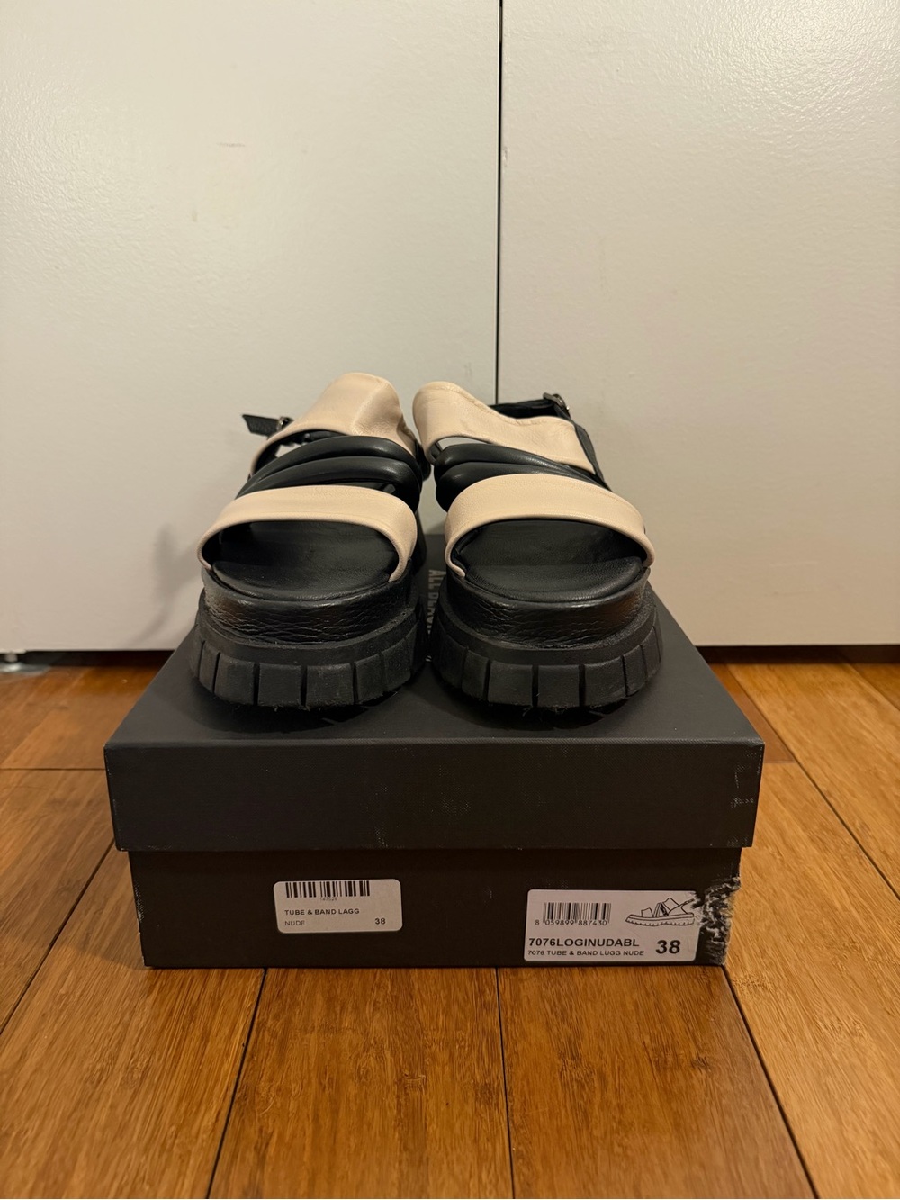 All Black - Black and beige Platform Sandals